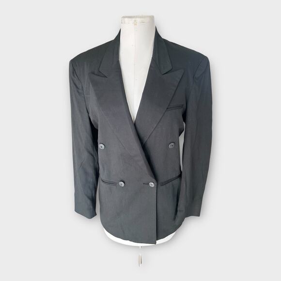 Vintage 90s Black Double Breasted Blazer Women's RPM Next Wave Preppy Academia M - Picture 1 of 11